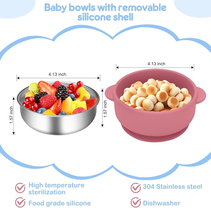 2 Pack Stainless Steel Baby Bowls - Image 4