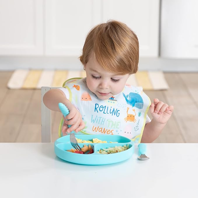 Bumkins Toddler Utensils, Kids Size Fork and Spoon Set, Silicone and - Image 5