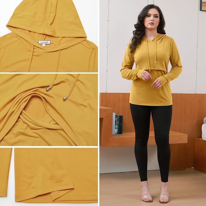 GINKANA Women's Nursing Hoodie Sweatshirt Long Sleeves Breastfeeding Maternity - Image 6