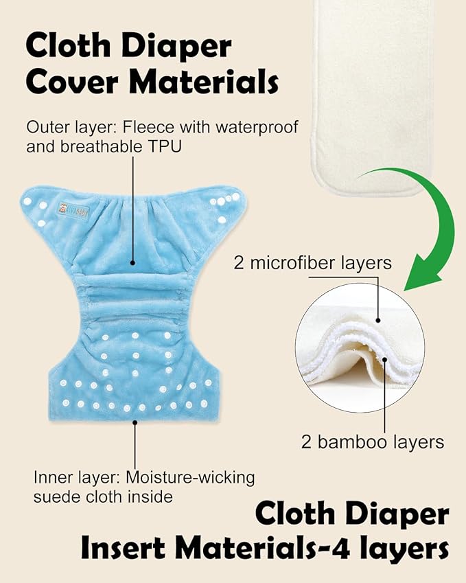 ALVABABY 6 Pack Baby Cloth Diapers Warm - Image 2