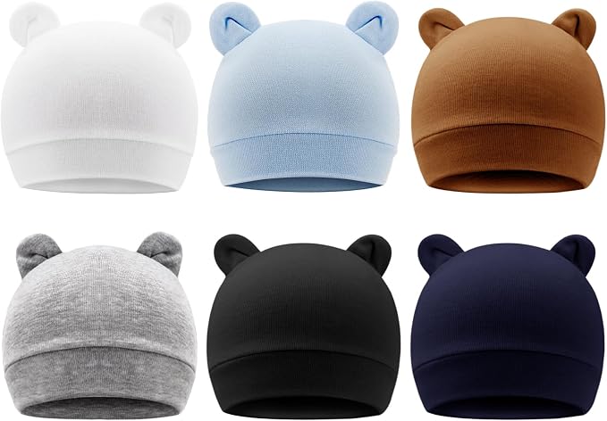 DRESHOW BQUBO 6 Pack Baby Hats for Boys Girls Unisex Baby Hat Soft Knit Cap by DRESHOW