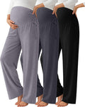 Neer 3 Pack Women's Maternity Pants Over The Belly Loose Pregnancy Pants by Neer