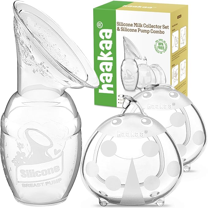 haakaa Manual Breast Pump for Breastfeeding 4oz/100ml and Ladybug Milk by haakaa