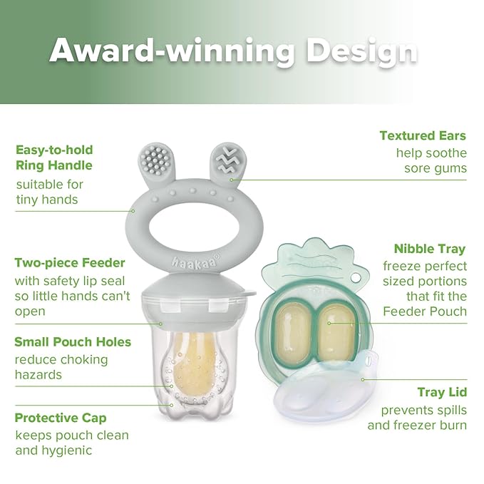Haakaa Baby Fruit Food Feeder & Mini Freezer Nibble Tray Combo, Breastmilk - Image 4