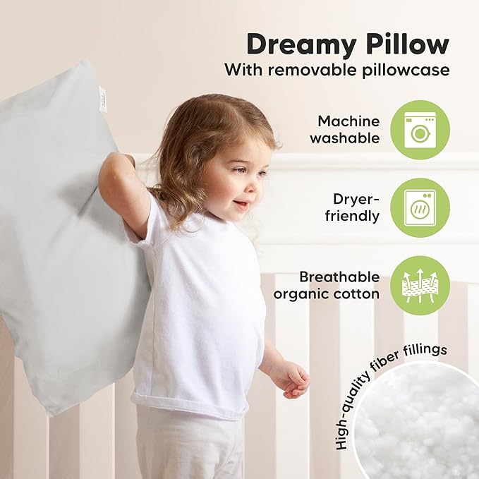 KeaBabies Toddler Pillow with Pillowcase, Jumbo 14X20 - Image 4