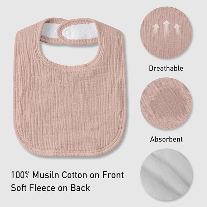 Muslin Baby Drool Bibs for Unisex Boys Girls, 10 Pack Soft Cotton Baby Bib for - Image 5