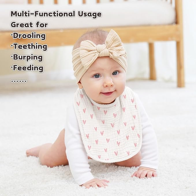 Susurration Muslin Baby Drool Bibs 10Pack Soft Square Adjustable Bandana Bibs - Image 2