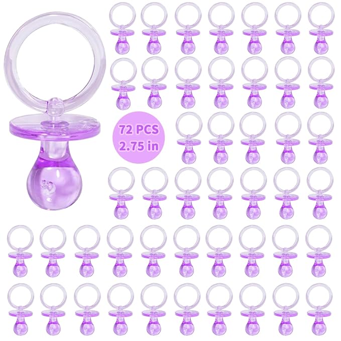 72 Pcs Baby Shower Pacifiers, 2.75’’ Plastic Pacifiers by XINHUIDALSQ