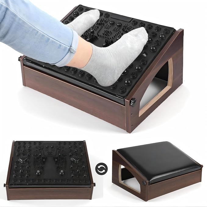 Ergonomic Foot Rest, 4 Adjustable Height Foot Stool, Footrest Under Desk， Flip by XINGMIAOWJFurniture