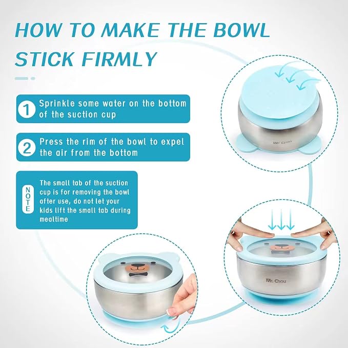 MR. CHOU Baby Bowls with Non-Slip Silicone Suction Cup, Insulated Double-Layer - Image 6