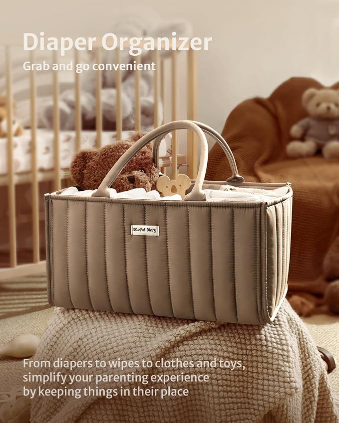 Blissful Diary Baby Diaper Caddy Organizer, Stylish Storage Basket - Image 4
