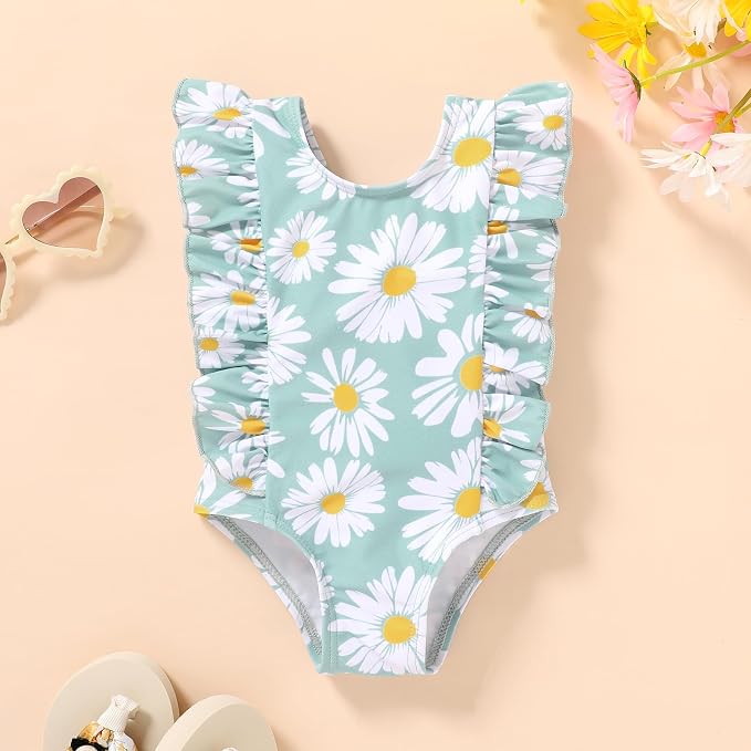 Newborn Baby Girl Ruffle Swimsuit Infant Toddler One Piece Floral Bikini Beach - Image 2