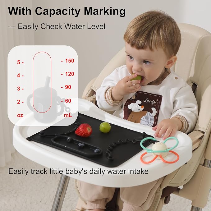 Seposeve 2 Pack Silicone Sippy Cups, Leak-Proof Baby Straw Cup - Image 5