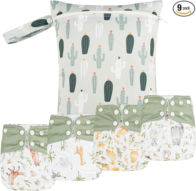 HappyFlute 9 Sets Newborn Baby Cloth Pocket Diapers Adjustable Reusable by Unknown