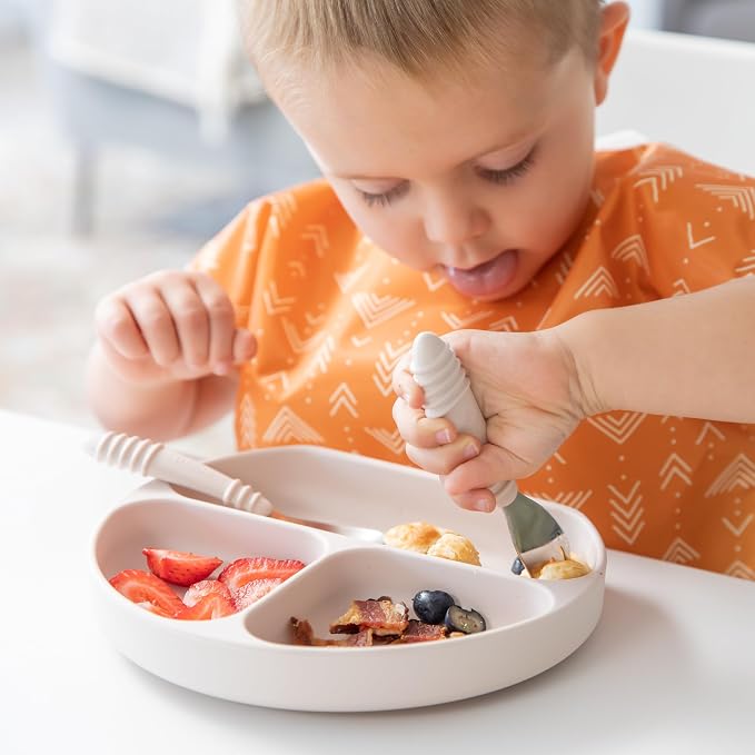 Bumkins Toddler Utensils, Kids Size Fork and Spoon Set, Silicone and - Image 5
