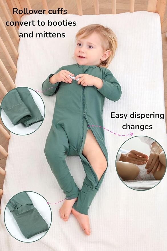 JunNeng 2 Pack Footless Long/Short Sleeve Baby Romper - Image 4