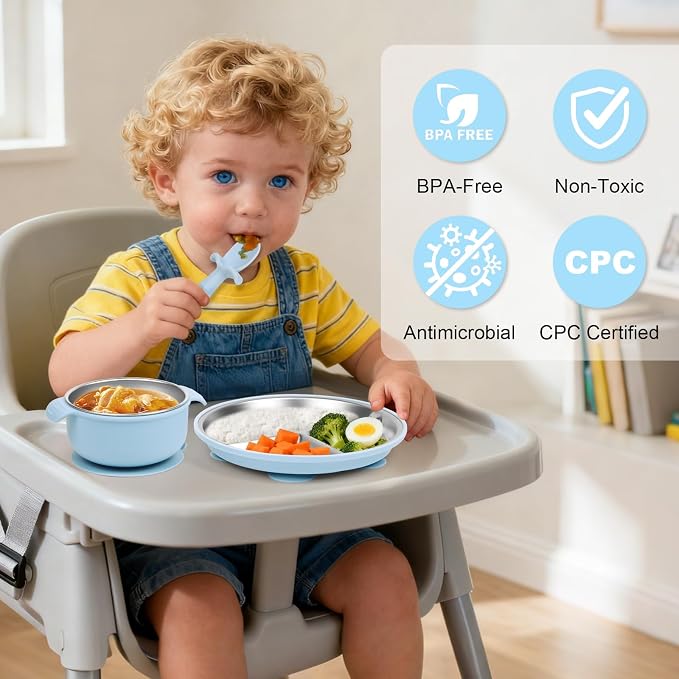 Stainless Steel Kids Plates And Bowls - Image 2