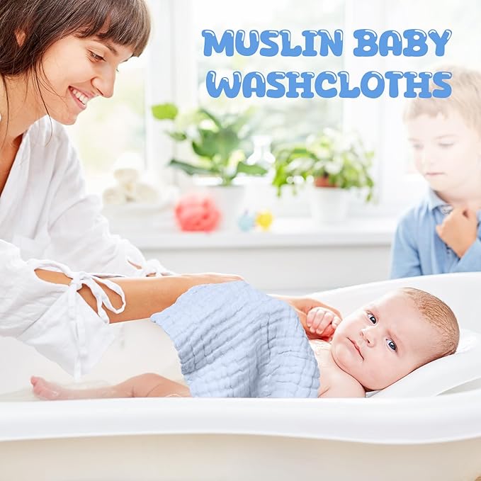 Breling 20 Pcs Baby Muslin Washcloth 12 x 12 Inch 100% Cotton Soft and - Image 5