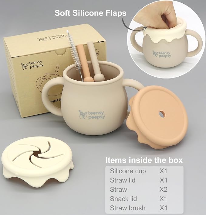 Honey Jar Pot 3-in-1 Silicone Training Cup 8.5oz, Unisex Baby Sippy Cup - Image 3