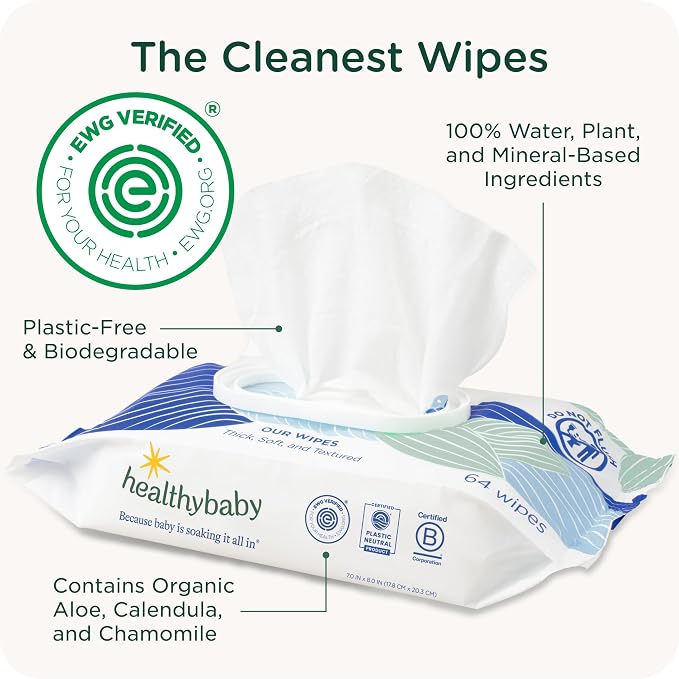 HealthyBaby Our Wet Wipes | EWG Verified Safe | 100% Water & Plant Based | - Image 2
