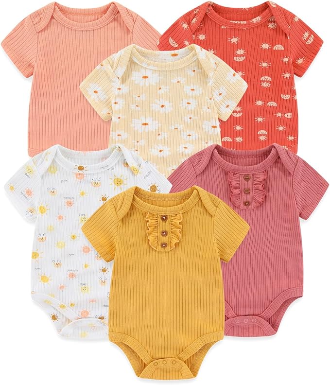 Fashion Baby Boy Girl Bodysuits 6-Pack Casual Cotton Soft Infants Outfit New by JELYLOVE