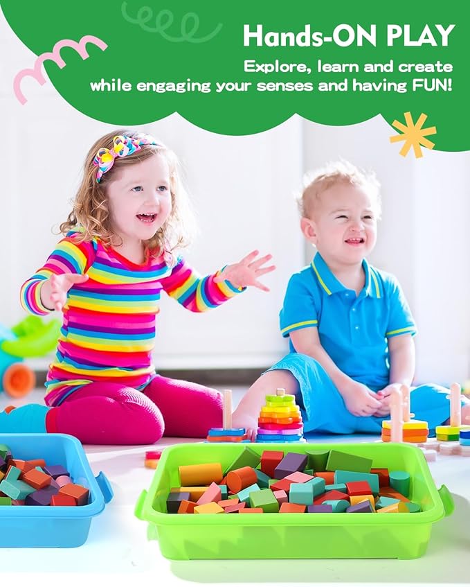 Sensory Bin Sand Tray with Lid for Toddlers 2 Pcs 15in Portable Sandbox Toy - Image 4