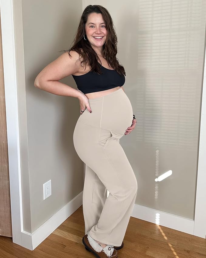 G4Free Maternity Pants Over The Belly Yoga Dress Work Pregnancy Pants Stretchy - Image 3
