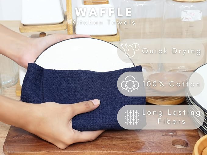 PurpleEssences Waffle Weave Kitchen Towel, 100% Cotton - Image 3