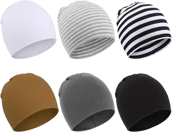 DRESHOW BQUBO 6 Pack Baby Hats for Boys Girls Unisex Baby Hat Soft Knit Cap by DRESHOW