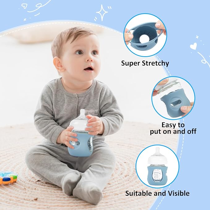 3 Pack Silicone Sleeves for Philips Avent Natural Glass Baby Bottles, Anti - Image 5