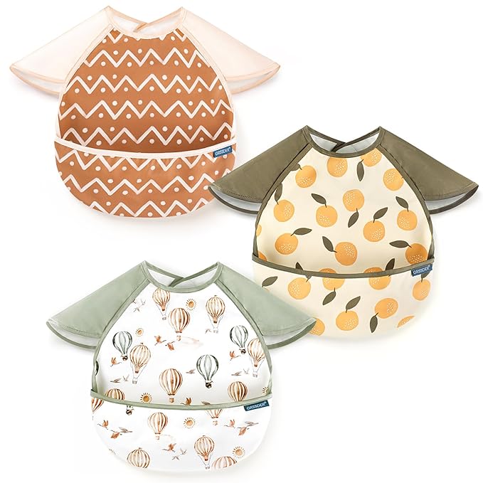 GRSSDER 3-pack Mess Proof Baby Feeding Bibs by BUYNOW