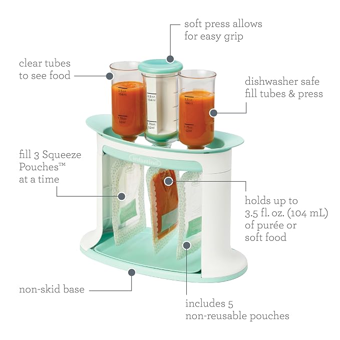 Infantino Squeeze Station, Baby Food Maker & Pouch Filler, Fill 3 Reusable - Image 3