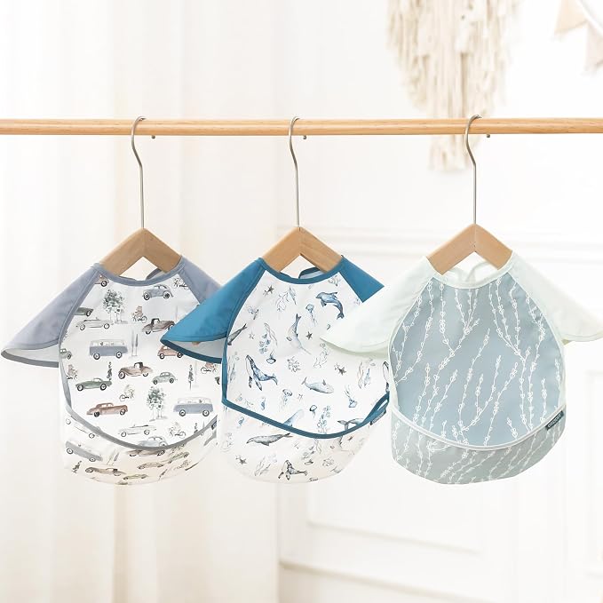 GRSSDER 3-pack Mess Proof Baby Feeding Bibs - Image 8