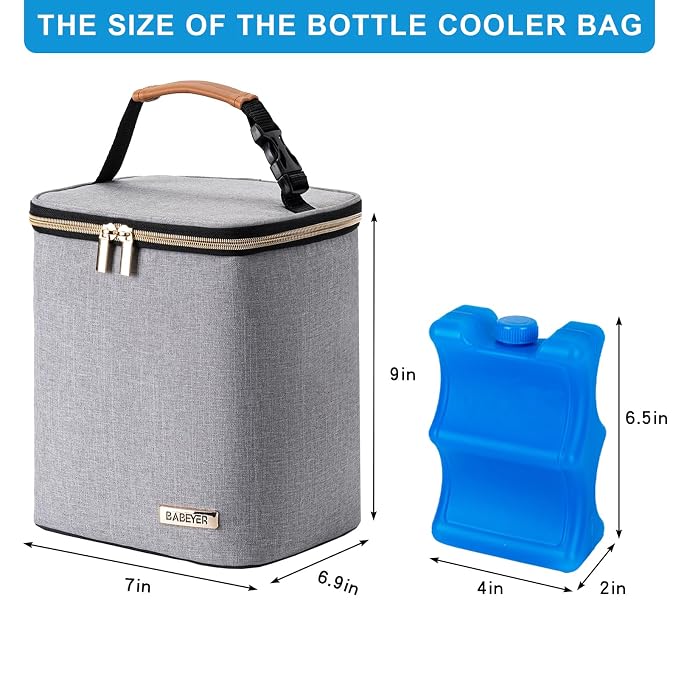 Breast Milk Cooler Bag with Ice Pack Fits 4 Baby Bottles Up to 9 Ounce - Image 5