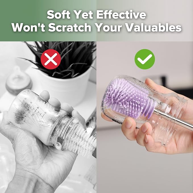 haakaa Cleaning Brush Silicone Bottle Brush Double-Ended Soft Silicone Bristles - Image 5