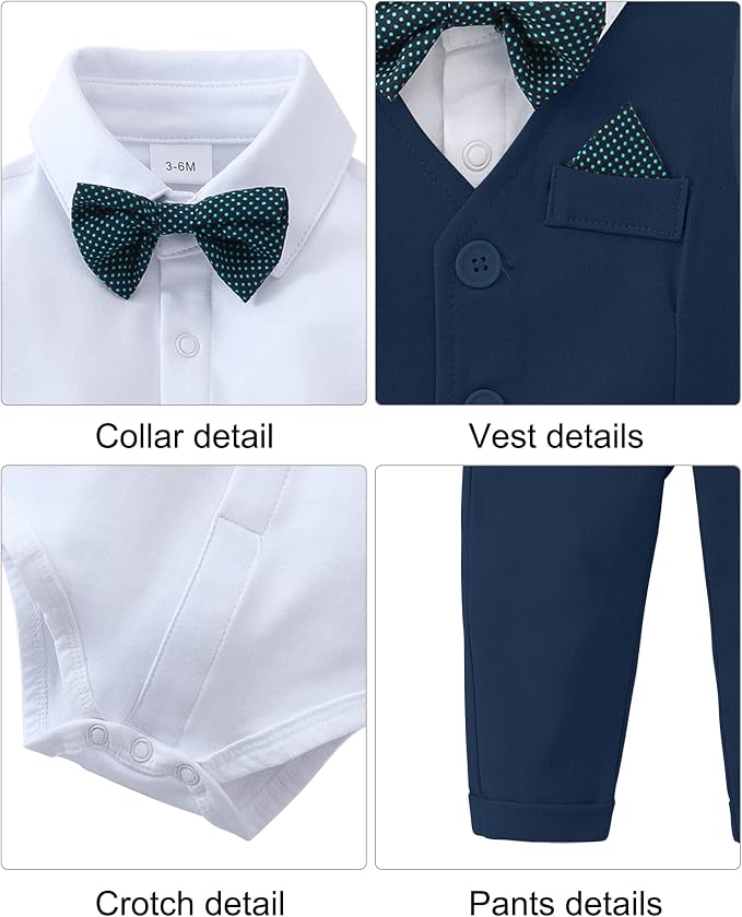 DISAUR Baby Boy Clothes Toddler Boy Outfits 4PCS Gentleman Dress - Image 4