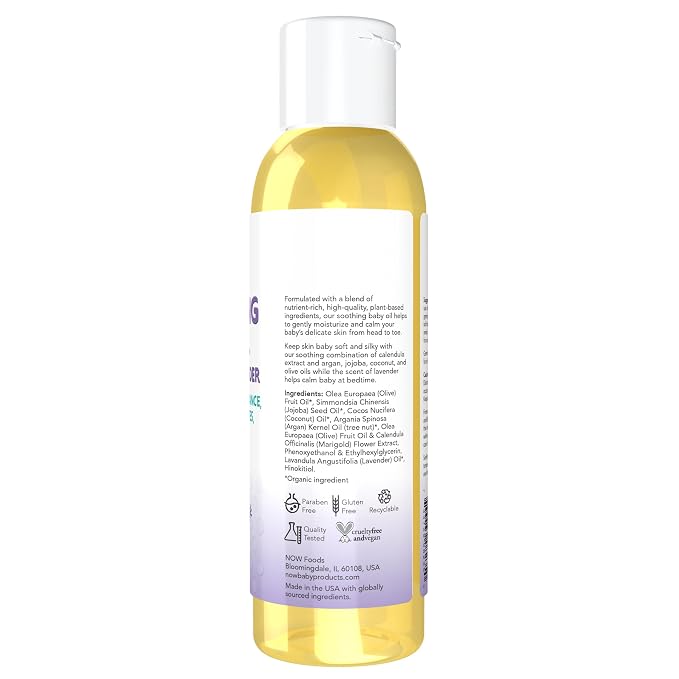 NOW Baby, Soothing Baby Oil, Calming Lavender, No Artificial Fragrance - Image 2