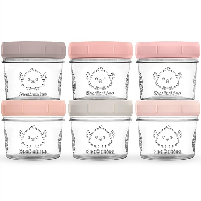 KeaBabies 6pk 4oz Glass Baby Food Containers by KeaBabies