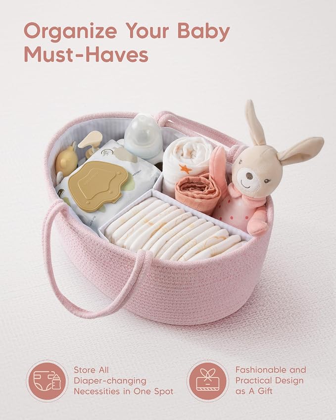 Maliton Baby Diaper Caddy Organizer, Cotton Rope Diaper Caddy Basket, Large - Image 4