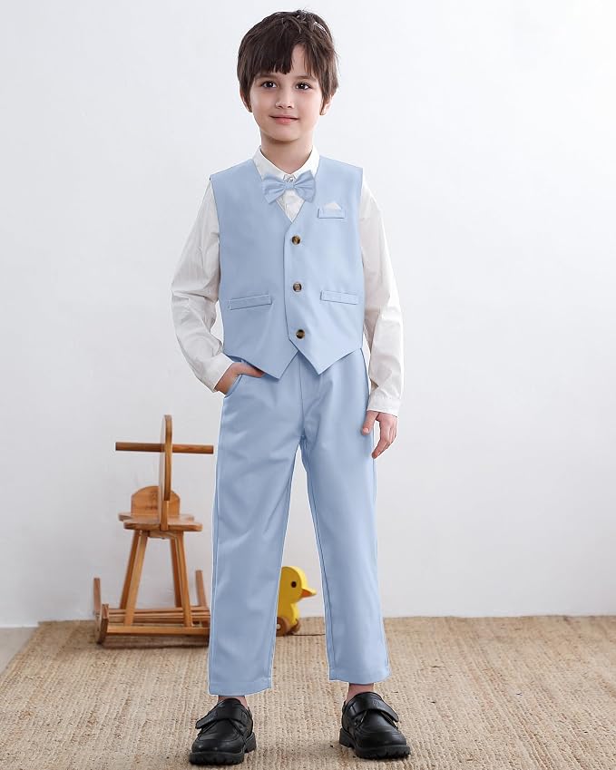 SANGTREE Boys Cotton Linen Suit Formal Set Baby Clothes Boy Gentleman Wedding - Image 3