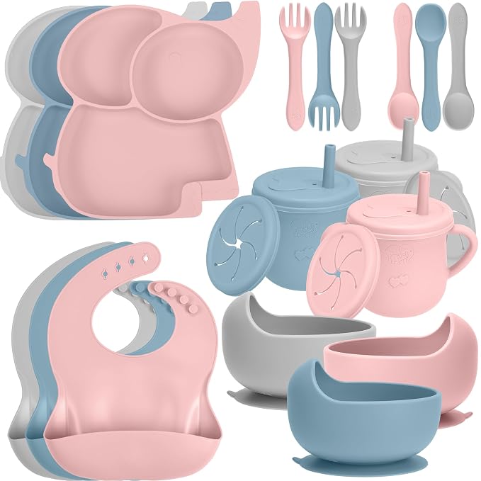 24 Pack Silicone Baby Feeding Set by Mummentos
