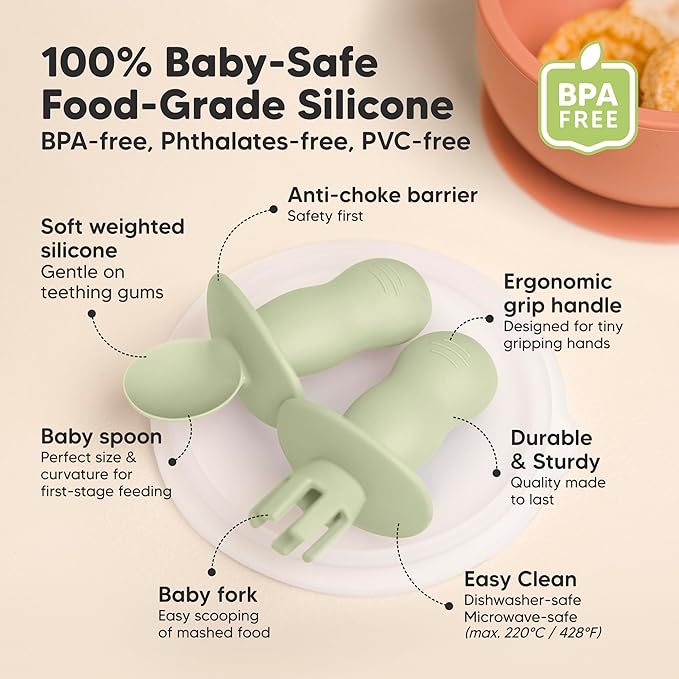 KeaBabies 4-Pack Silicone Baby Spoons and Forks Set - Image 2