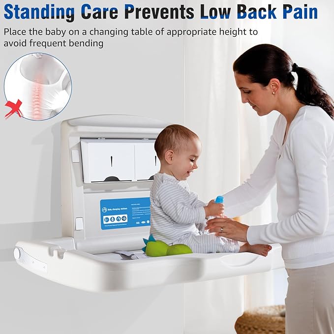 Baby Changing Station Wall Mounted, Fold Down Baby Changing Table, Commercial - Image 3