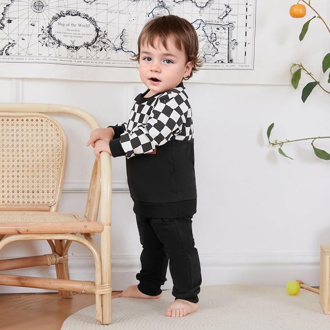 Toddler Baby Boy Fall Outfits Long Sleeve Crew Neck Pullover Sweatshirt + - Image 2