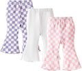 SOBOWO Checkered Baby Girl Flare Pants 3 Pack Toddler Bell Bottoms Plaid Ruffle by SOBOWO