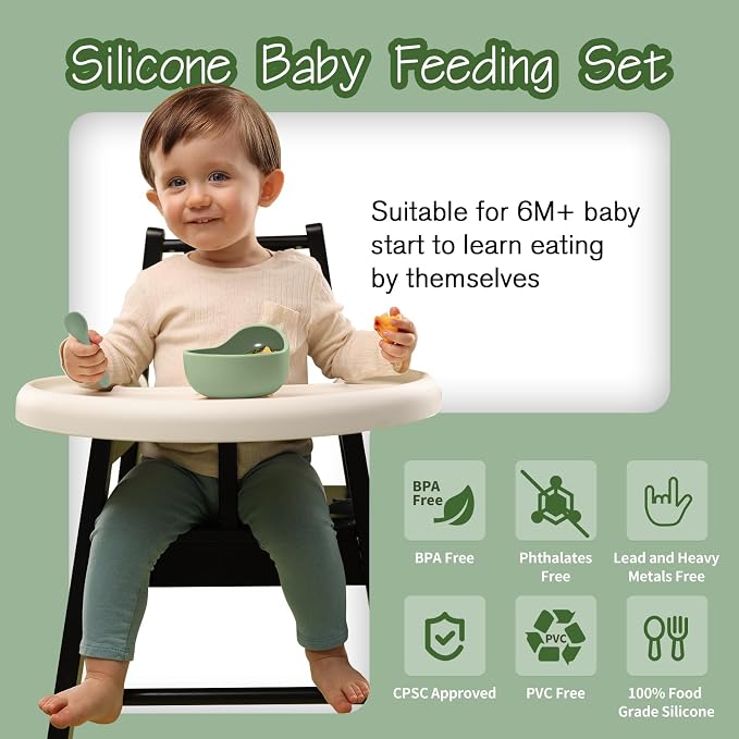 Baby Led Weaning Supplies, 8 Piece BPA-Free Silicone Feeding Set, Silicone - Image 3