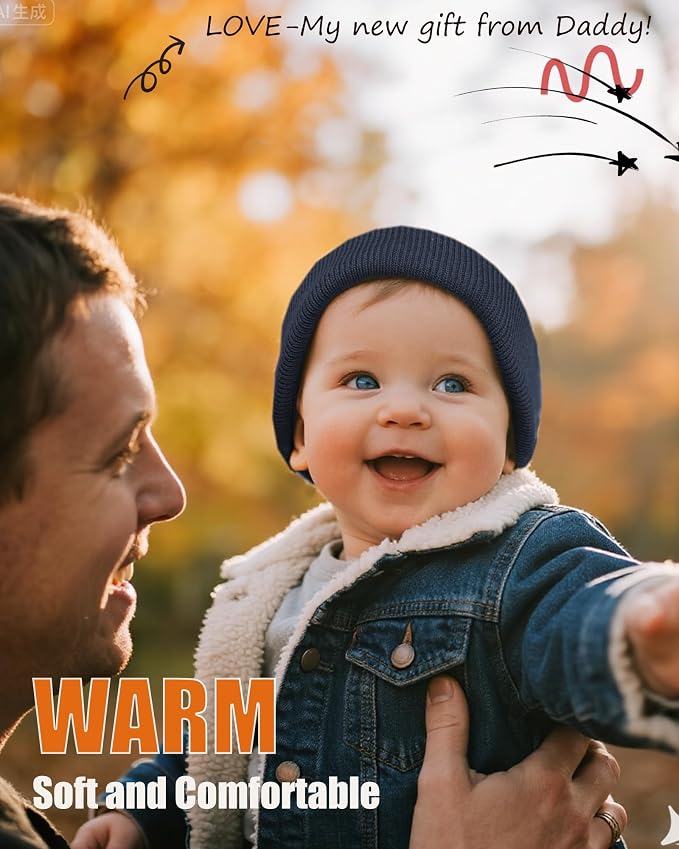 ROYBENS 100% Cotton Baby Beanie Cute Toddler Winter Hat Boys Girls Kids Soft - Image 2