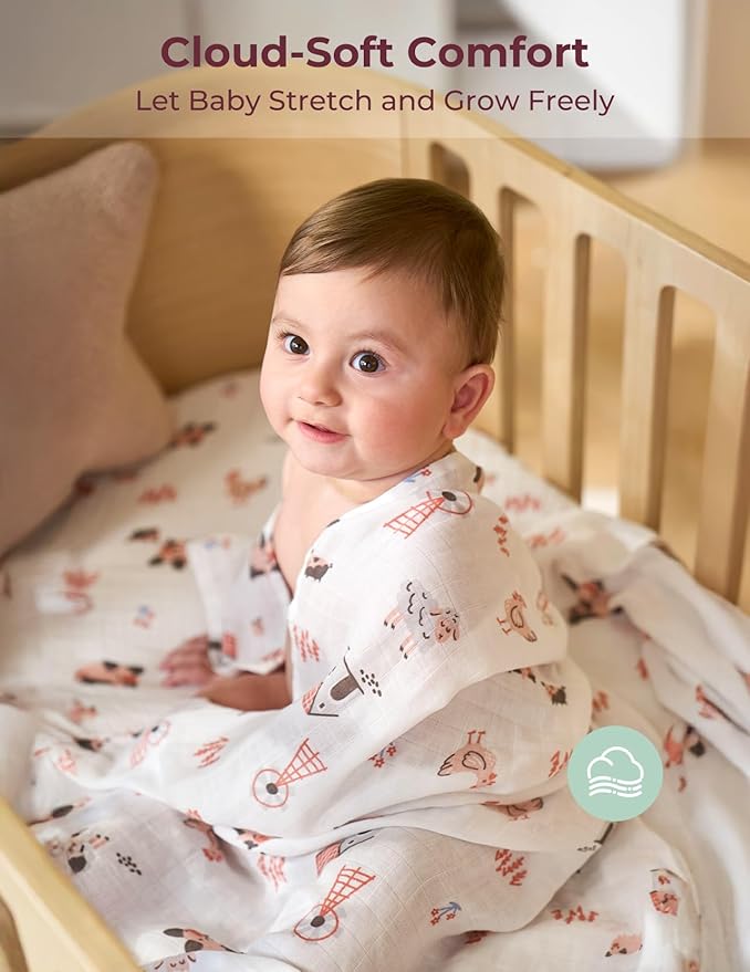 Momcozy Muslin Best Wishes Swaddle Blankets, Ultra Soft Neutral Registry - Image 4