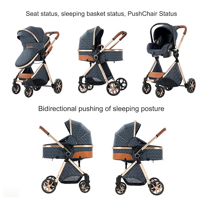 2 in 1 Baby Stroller with Bassinet Mode, Reversible Infant Pram, One-Click - Image 4