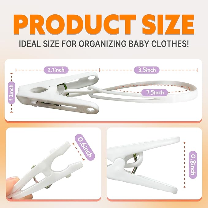 HASHI Baby Clothes & Pants Clips 36 Pack, Non-Slip Hanger Clips - Image 6